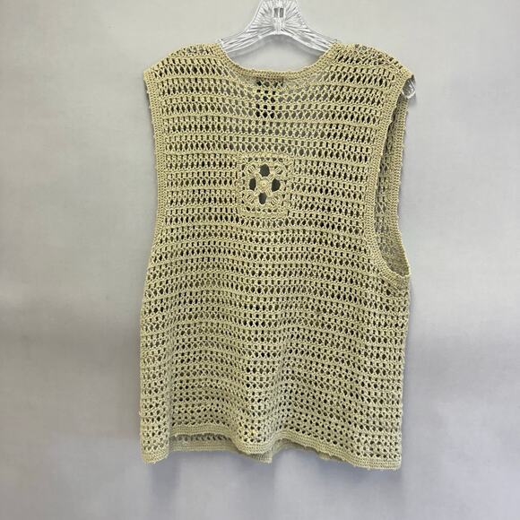 90s Koret crochet green sweater vest button up oversized boxy Size Medium - Picture 5 of 15